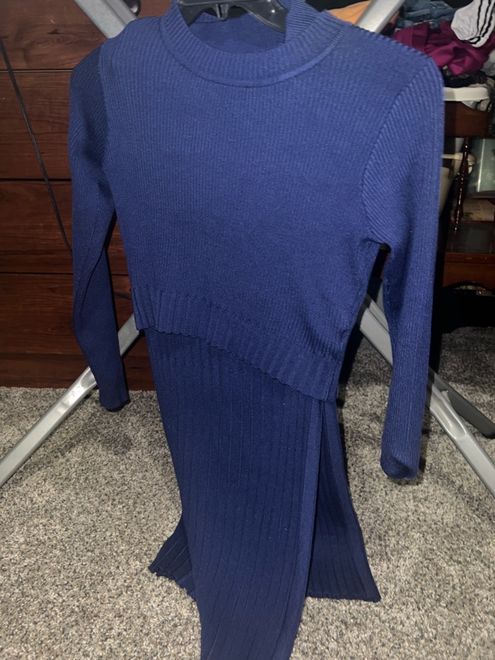 Navy Ribbed Knit Two-Piece Set - Picture 3 of 3